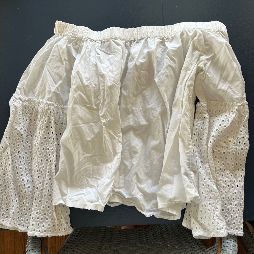 Who What Wear Eyelet Off the Shoulder Top